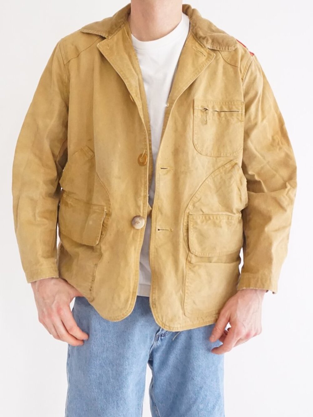 1960's American Field Tan Blaze Hunting Safari Utility Workwear Canvas Jacket M